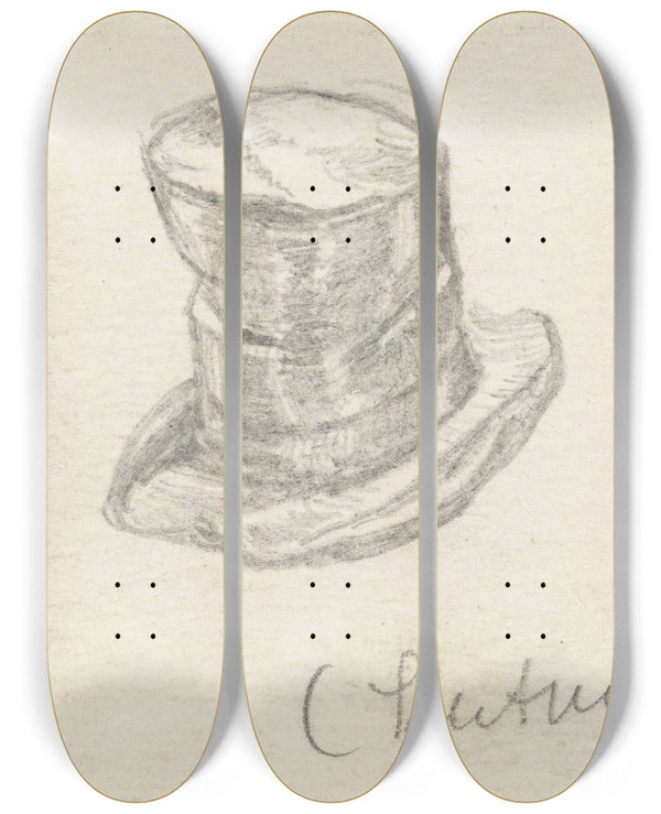 Triptych art skateboard deck of Christian Krohg Flosshatt by Christian Krohg (1852-1925)
