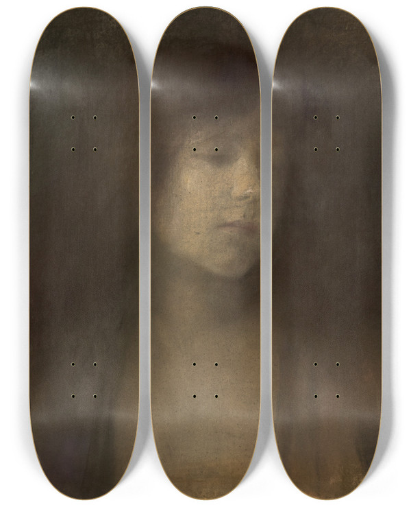 Triptych art skateboard deck of Susanne Renate Granitsch Studienkopf by Susanne Renate Granitsch (1869-1946)
