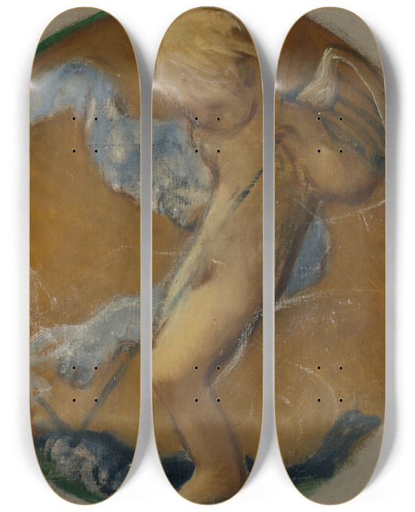 Triptych art skateboard deck of Pierrevictor Galland Study For Roundel With Putto by Pierre Victor Galland (1822-1892)