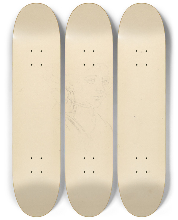 Triptych art skateboard deck of Edward Francis Burney Miss Fb Francis Burney by Edward Francis Burney (1760-1848)