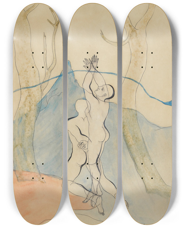 Triptych art skateboard deck of Francis Picabia Paysage Suisse by Francis Picabia (1879-1953)