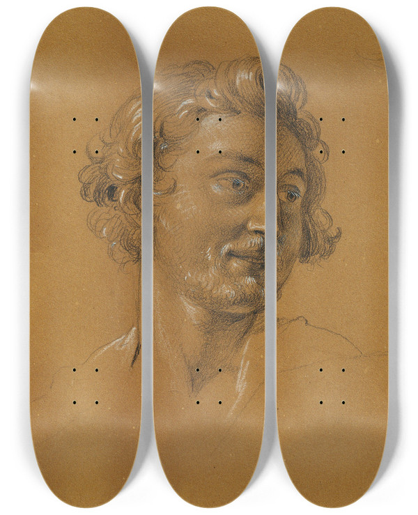 Triptych art skateboard deck of Johann Peter Krafft Studie Zu Rdiger Und Angelika_2 by Johann Peter Krafft (1780-1856)