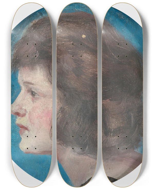 Triptych art skateboard deck of Guy Rose Portrait Of A Lady by Guy Rose (1867-1925)