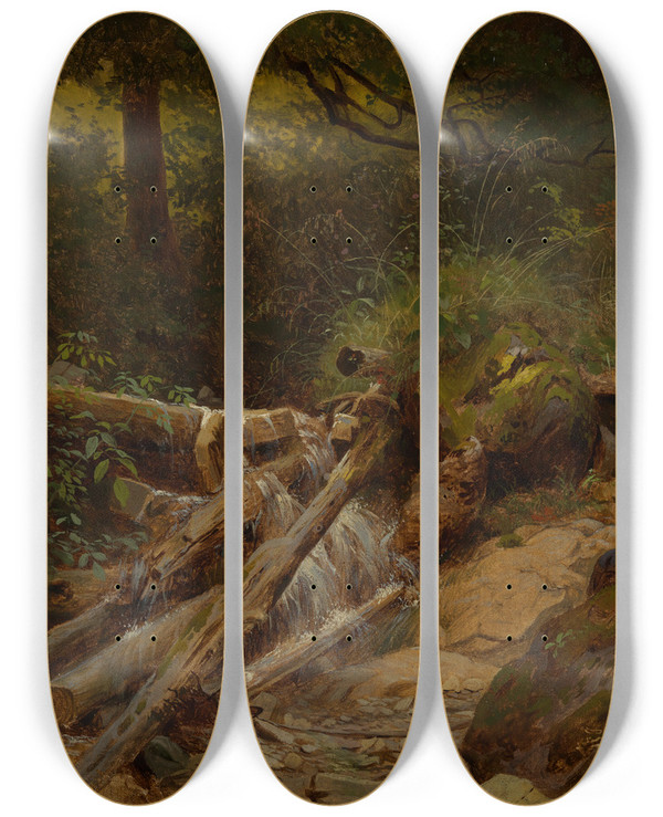 Triptych art skateboard deck of Gustav Osterroht Waldbach by Gustav Osterroht (1836-1874)