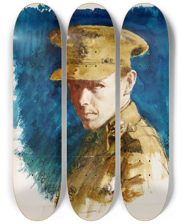 Triptych art skateboard deck of William Orpen Major Orpen by William Orpen (1878-1931)