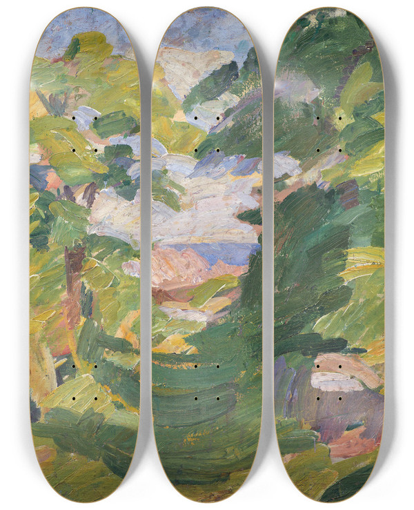 Triptych art skateboard deck of Edvard Weie Mindet Christians by Edvard Weie (1879-1943)