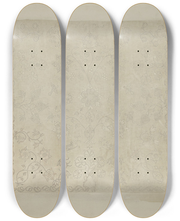 Triptych art skateboard deck of American 20Th Century Bedspread_1 by American 20Th Century