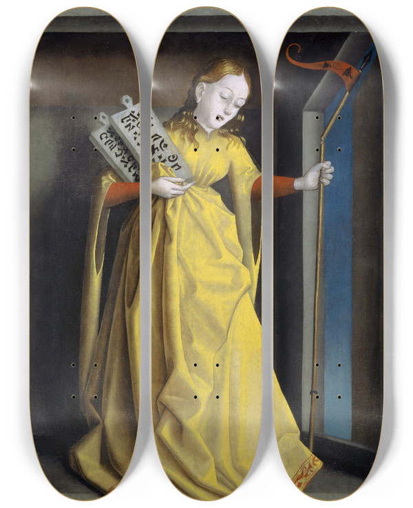Triptych art skateboard deck of Konrad Witz Synagogue by Konrad Witz (1410-1446)