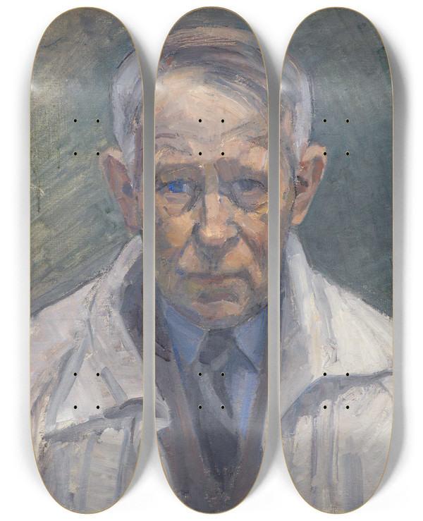 Triptych art skateboard deck of Karl Schou Selvportrt by Karl Schou (1870-1938)