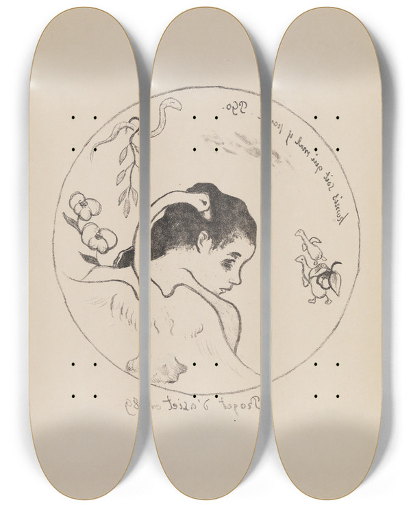 Triptych art skateboard deck of Paul Gauguin Projet Dassiette by Paul Gauguin (1848-1903)