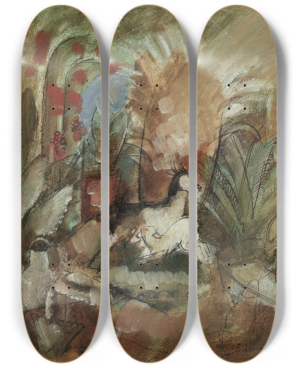 Triptych art skateboard deck of Charles Dufresne Ensemble De Deux Oeuvres by Charles Dufresne (1876-1938)