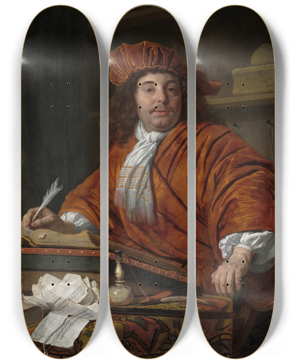 Triptych art skateboard deck of Bartholomeus Van Der Helst Daniel Bernard 16261714 by Bartholomeus van der Helst (1613-1670)
