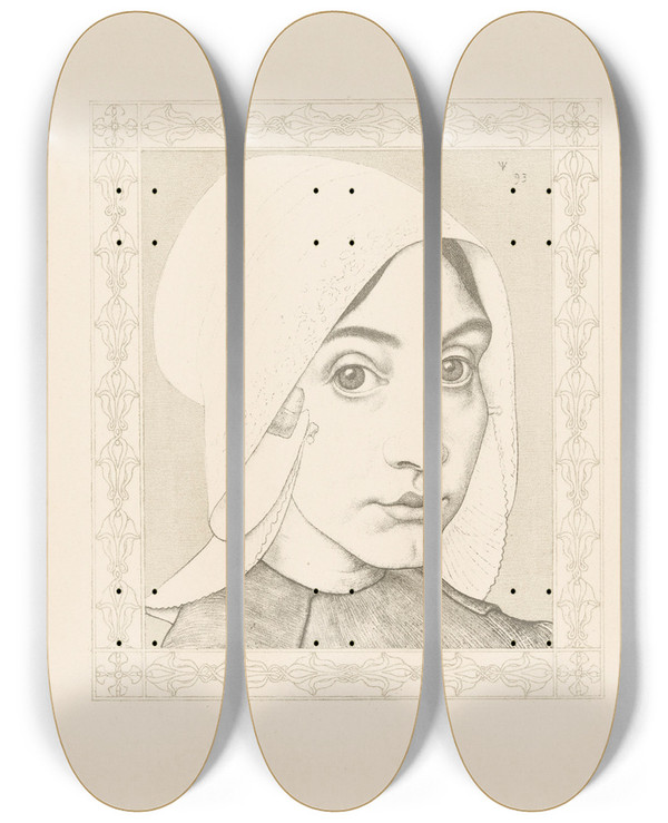 Triptych art skateboard deck of Jan Veth Portret Van Een Meisje_2 by Jan Veth (1864-1925)