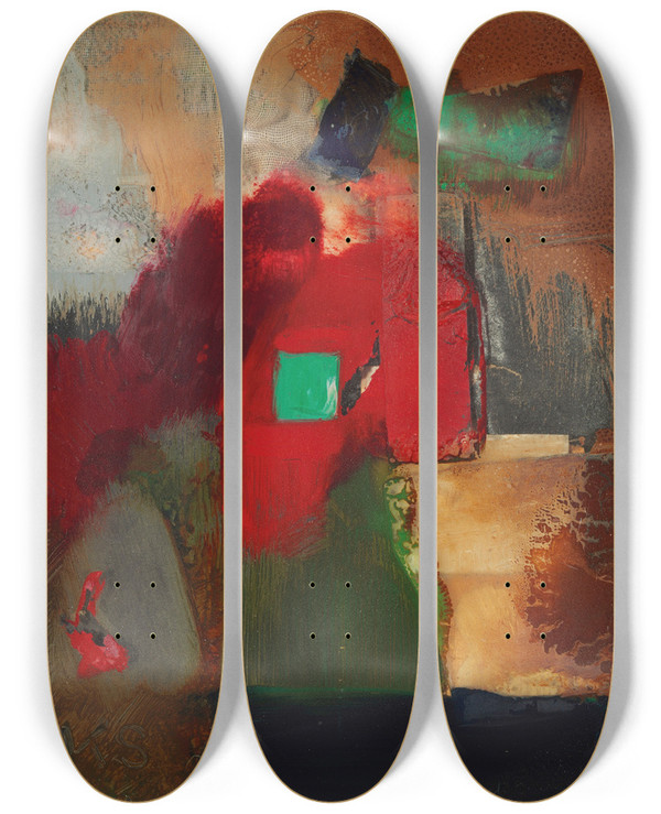 Triptych art skateboard deck of Kurt Schwitters Grnviereck by Kurt Schwitters (1887-1948)