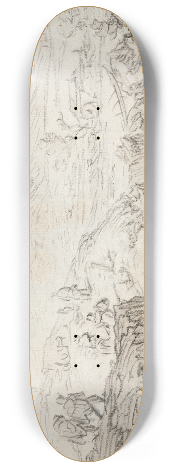Herman Saftleven - Hilly Landscape with Stream and Figures 8.25 inch art skate deck