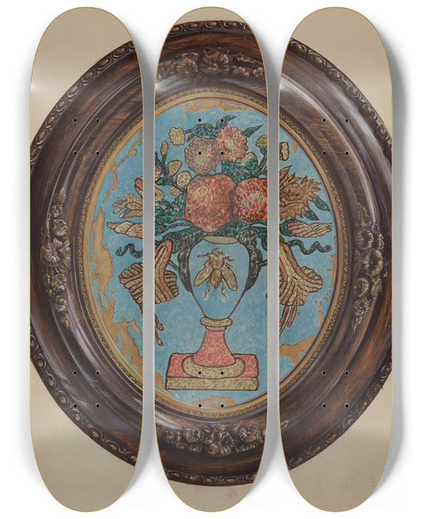 Triptych art skateboard deck of George File Tinsel Picture by George File
