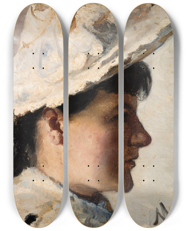 Triptych art skateboard deck of Michael Ancher Gerda Ahlborn by Michael Ancher (1849-1927)