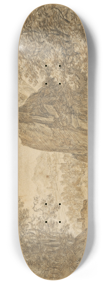 Herman Saftleven - Mountain Landscape with Figures 8.25 inch art skate deck