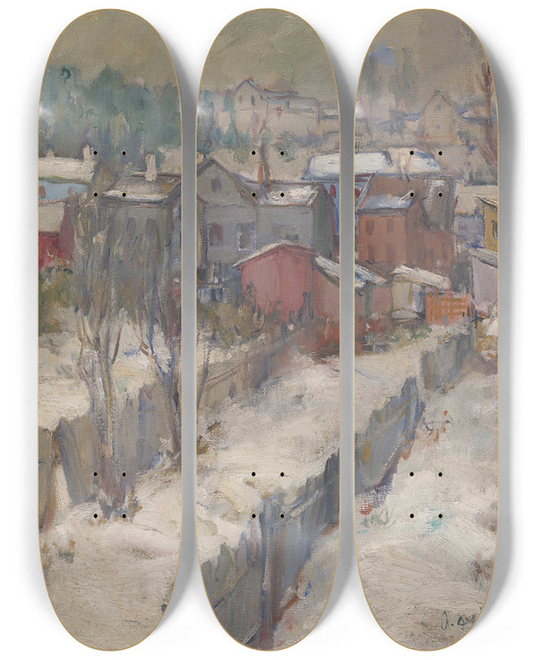 Triptych art skateboard deck of Andrus Johani Tartu Relinnas by Andrus Johani (1906-1941)