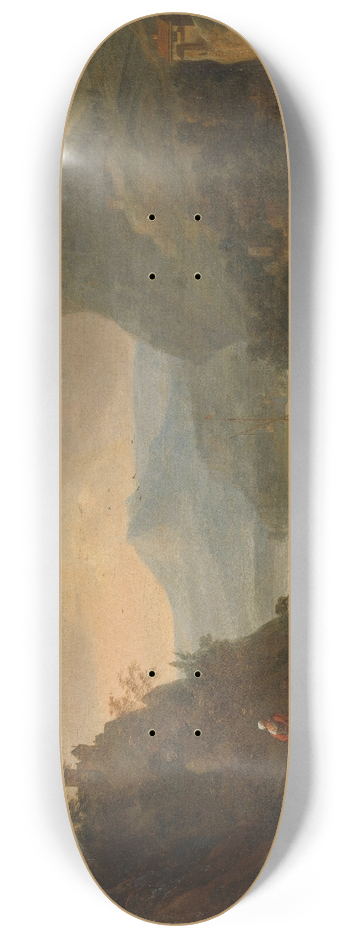 Herman Saftleven - River view in a mountainous region 8.25 inch art skate deck