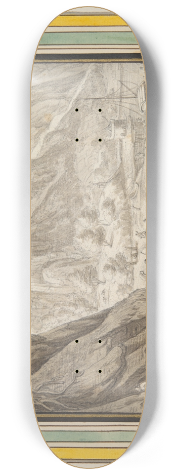 Herman Saftleven - Valley Bordered by HighMountains 8.25 inch art skate deck