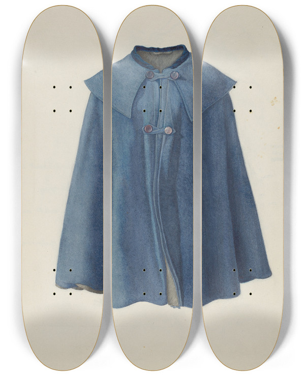 Triptych art skateboard deck of Helen E Gilman Womans Cape by Helen E Gilman
