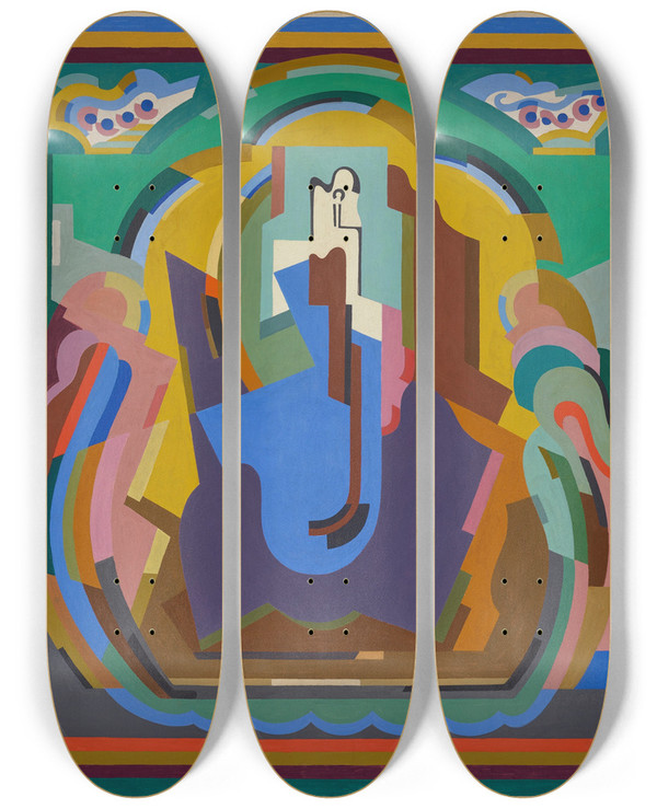 Triptych art skateboard deck of Albert Gleizes Sans Titre by Albert Gleizes (1881-1953)