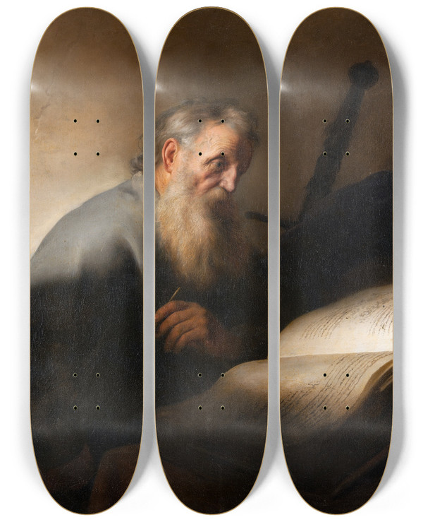 Triptych art skateboard deck of Jan Lievens Apostle Paul by Jan Lievens (1607-1674)