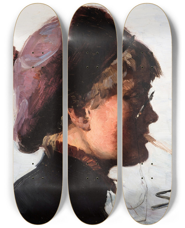 Triptych art skateboard deck of Peder Severin Kryer Julia Strmberg by Peder Severin Kroyer (1851-1909)