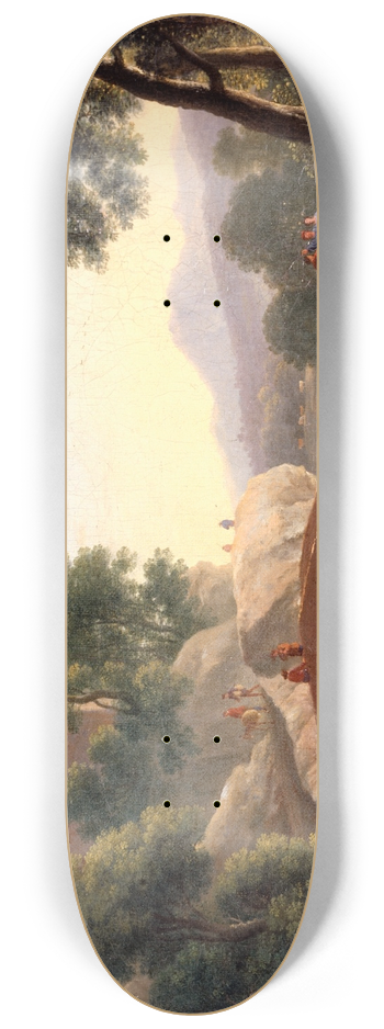 Herman van Swanevelt - Italian Landscape with Bridge 8.25 inch art skate deck