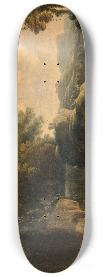 Herman van Swanevelt - Waterfall with Fishermen 8.25 inch art skate deck