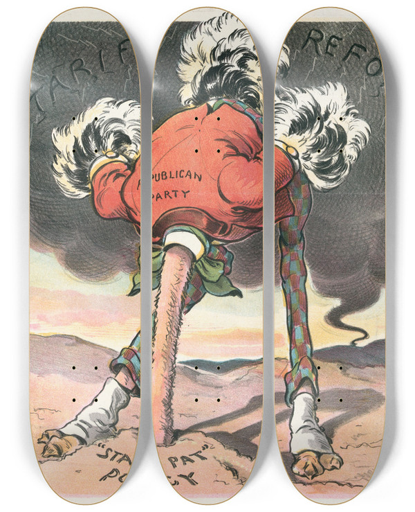 Triptych art skateboard deck of John Samuel Pughe Protection by John Samuel Pughe (1870-1909)