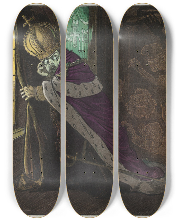 Triptych art skateboard deck of Frank Arthur Nankivell Let In The Light by Frank Arthur Nankivell (1869-1959)