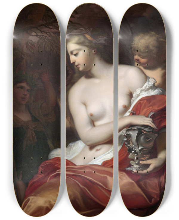 Triptych art skateboard deck of Barend Graat Pandora by Barend Graat (1628-1709)