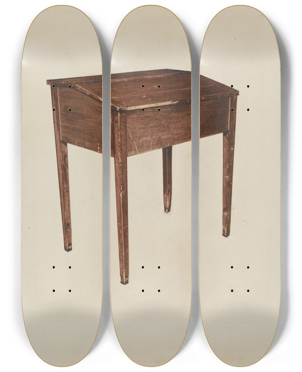 Triptych art skateboard deck of Arthur Stewart Desk by Arthur Stewart