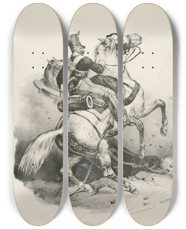 Triptych art skateboard deck of Victor Adam Chevalcauchois by Victor Adam (1801-1866)