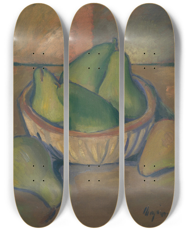 Triptych art skateboard deck of Cyprin Majernk Ztiie S Hrukou by Cyprian Majernik (1909-1945)