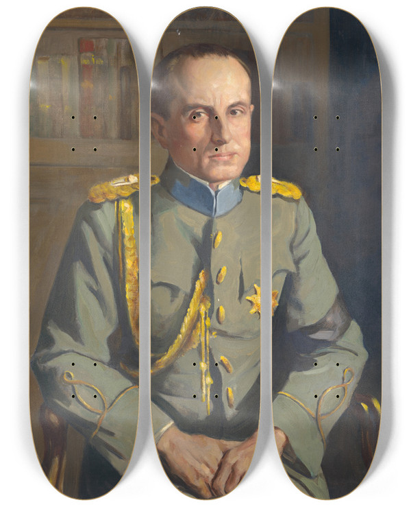 Triptych art skateboard deck of Samuel Johnson Woolf Prince Paul Of Yugoslavia by Samuel Johnson Woolf (1880-1948)