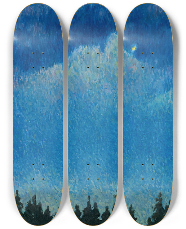 Triptych art skateboard deck of Giovanni Giacometti Mondschein by Giovanni Giacometti (1868-1933)