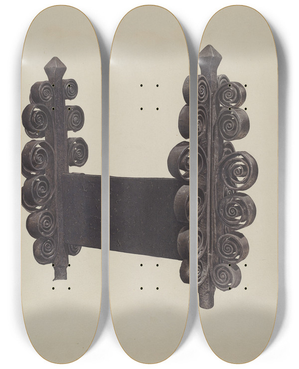 Triptych art skateboard deck of Mauvell Wrought Iron Ornament by Mauvell