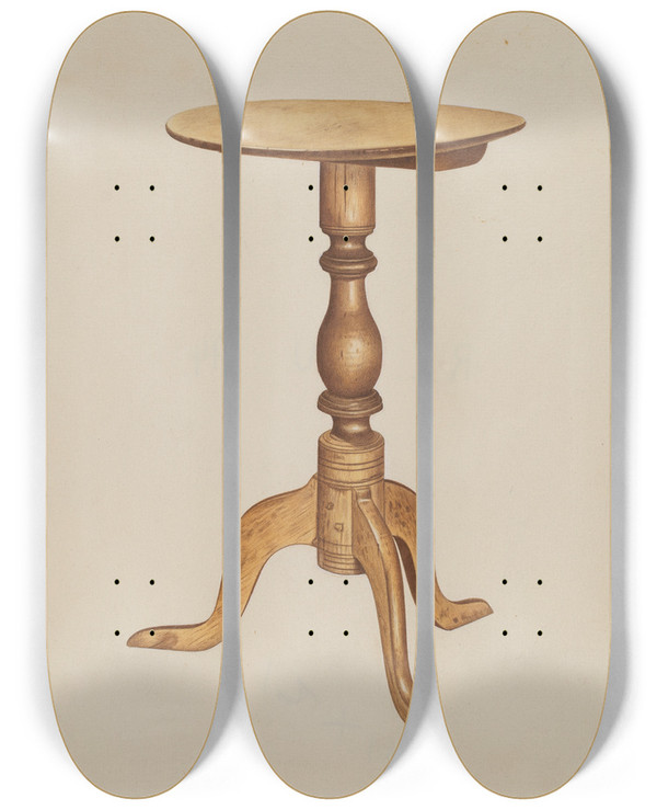 Triptych art skateboard deck of Michael Riccitelli Occasional Table by Michael Riccitelli