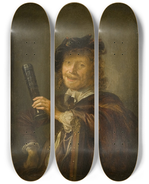 Triptych art skateboard deck of Gerrit Dou Portrait Of A Man by Gerrit Dou (1613-1675)