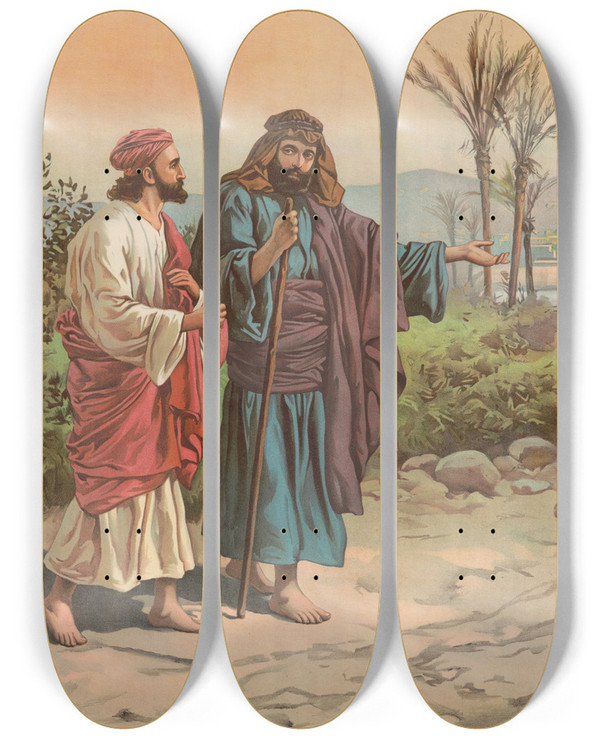 Triptych art skateboard deck of Providence Lith Co Gentiles Converted At Antioch by Providence Lith Co (1880-1975)