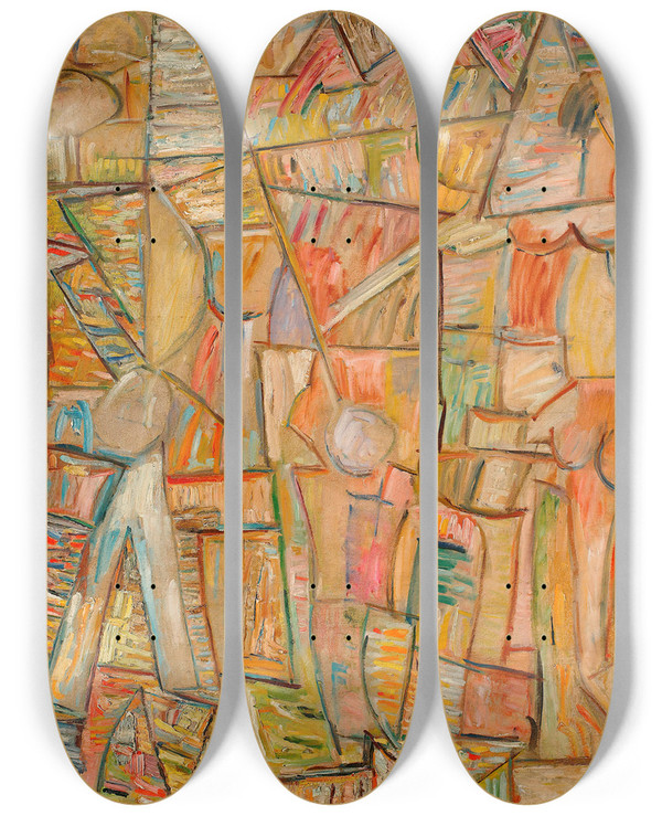 Triptych art skateboard deck of Sasza Blonder Composition by Sasza Blonder (1909-1949)