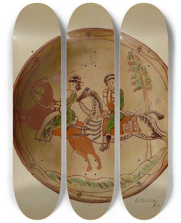 Triptych art skateboard deck of Eugene Shellady Pa German Plate_3 by Eugene Shellady