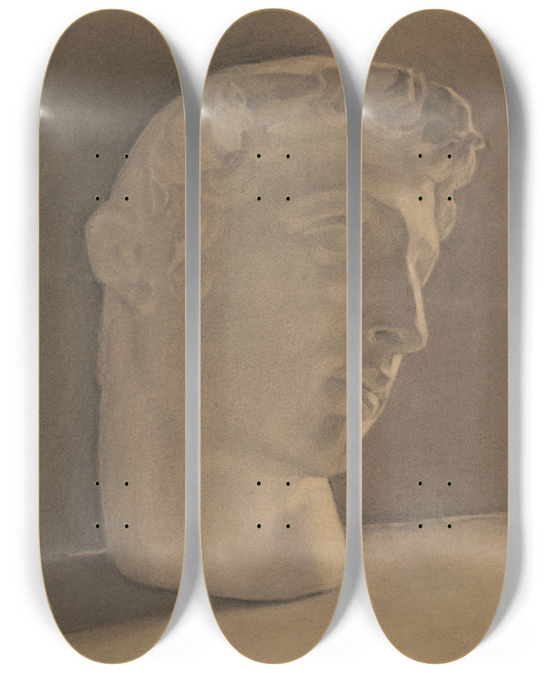 Triptych art skateboard deck of Jan Veth Studie Naar Een Gipskop by Jan Veth (1864-1925)