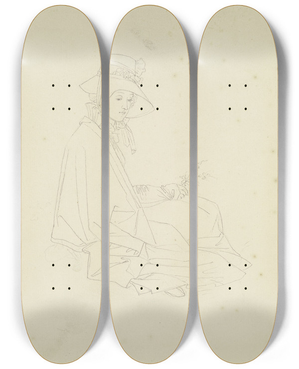 Triptych art skateboard deck of Peter Von Cornelius Bildnis Der Christine Wenner Geborene Mal Taunusreise by Peter Von Cornelius (1784-1867)