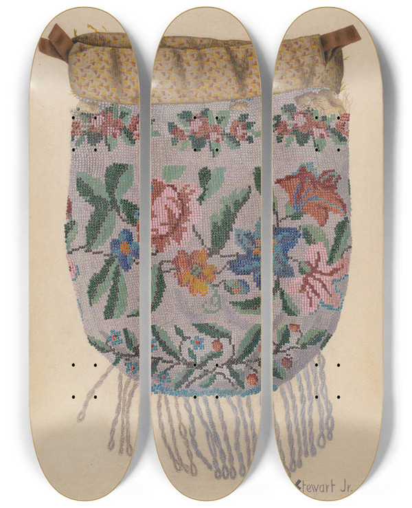Triptych art skateboard deck of Robert Stewart Beaded Bag by Robert Stewart (20-)