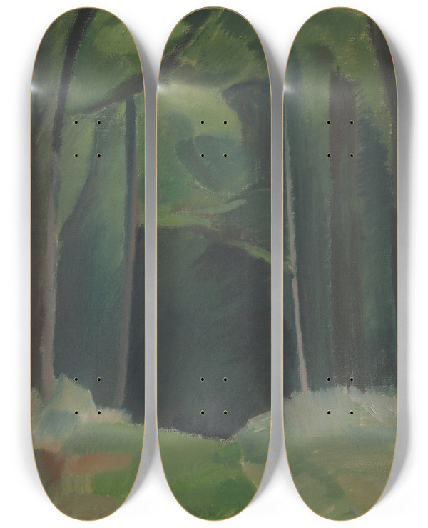 Triptych art skateboard deck of Harald Giersing Inside The Wood by Harald Giersing (1881-1927)