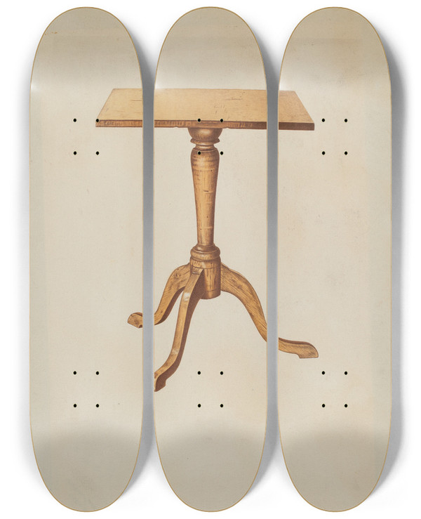 Triptych art skateboard deck of Michael Riccitelli Table Occasional by Michael Riccitelli